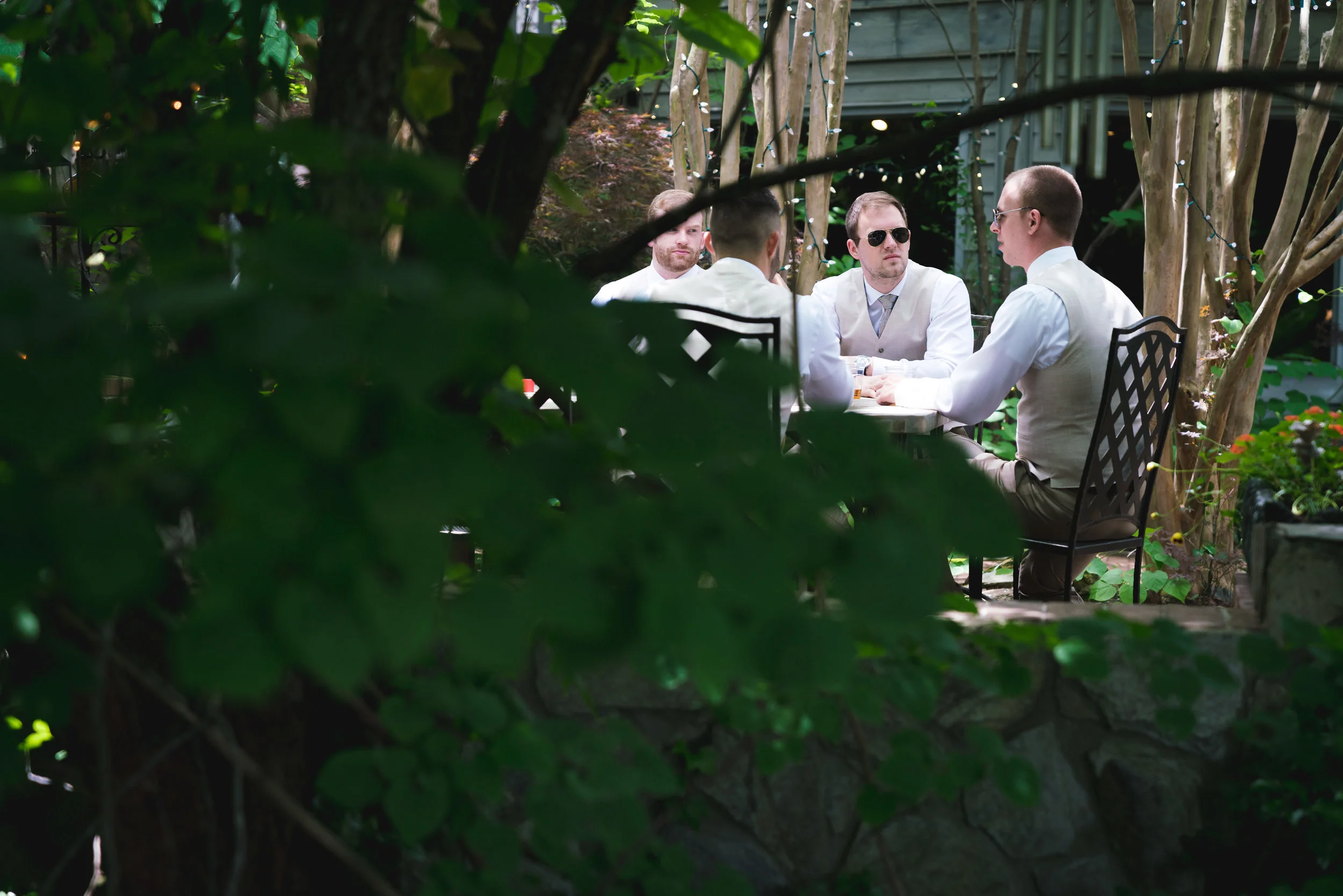 Groomsmen having a drink before the ceremony - Viewpoint at Buckhorn Creek | Greenville, SC