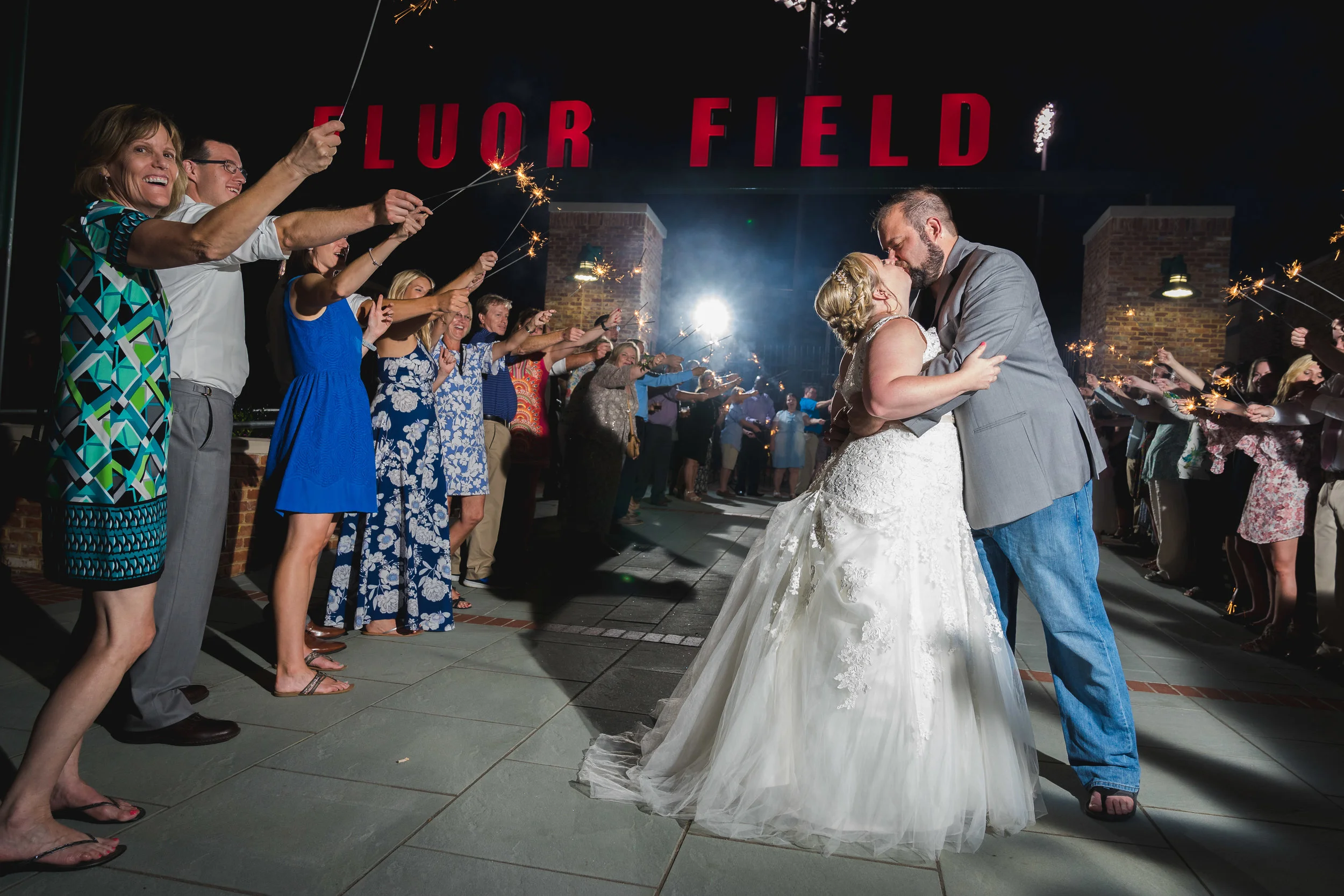 Sparkler exit 2 | Flour Field Wedding in Downtown Greenville, SC