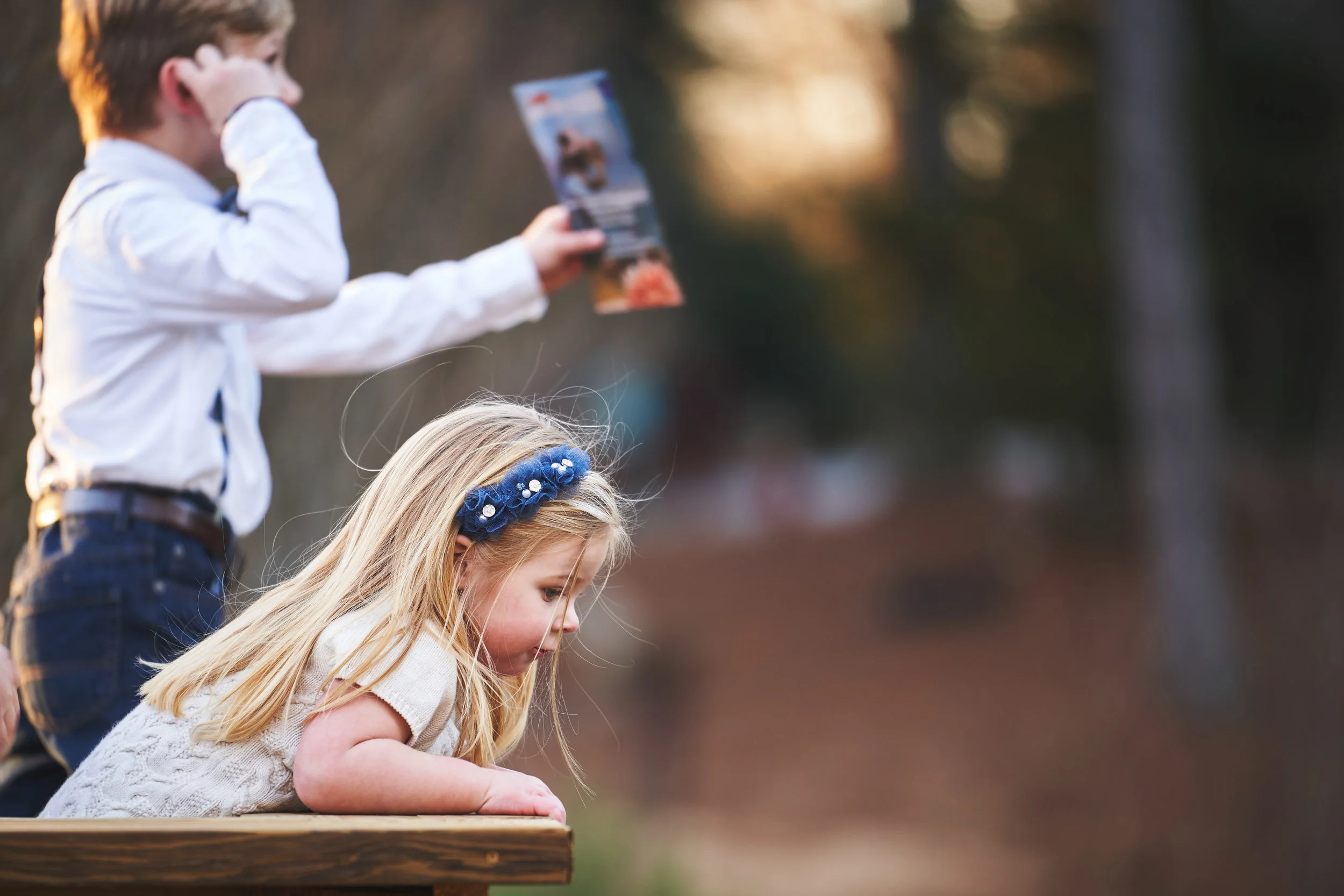 Watching the ducks | Family Photo Session at the Clemson Botanical Gardens