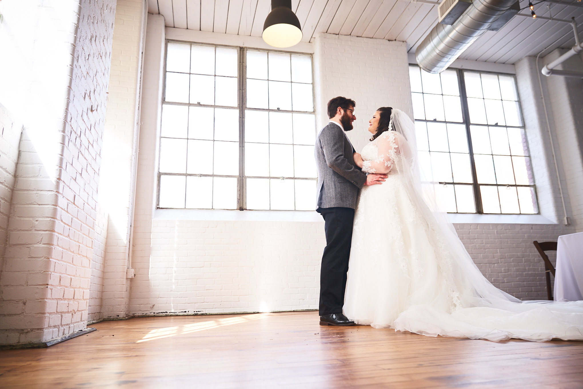 Bride and Groom First Look | Southern Bleachery in Taylors SC