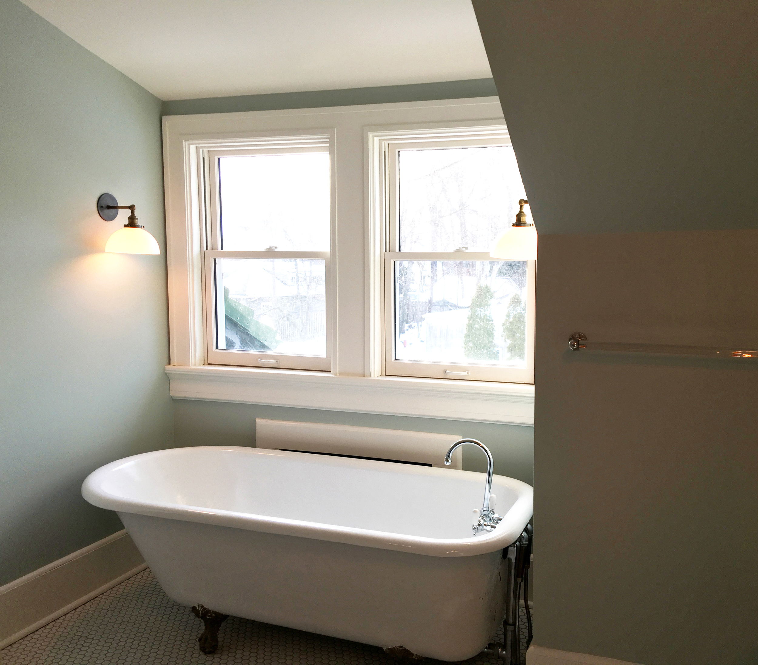 Third floor bathroom renovation. Architectural color and consultation on materials and fixtures.