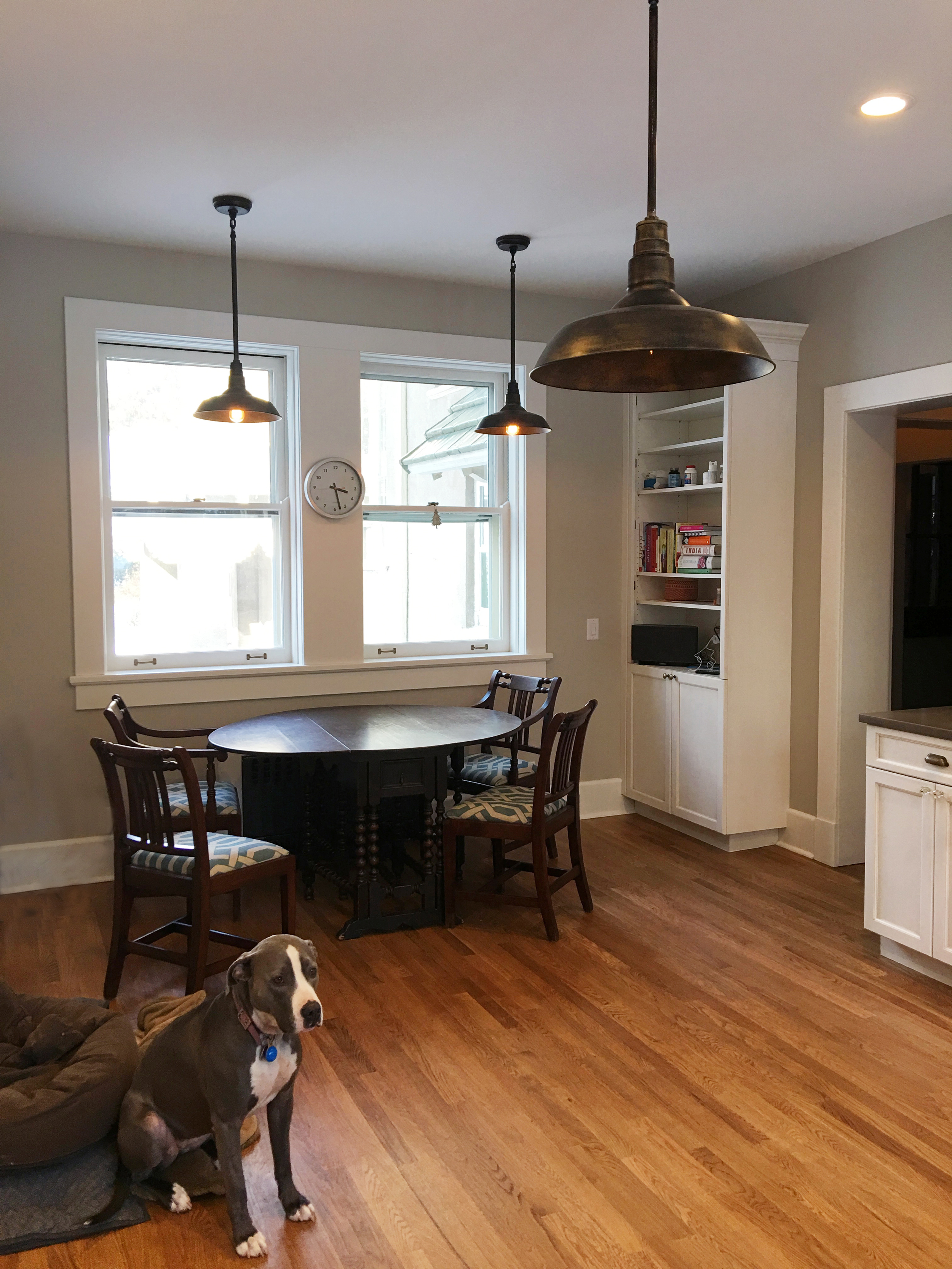 AFTER: Architectural color and decor for renovation in 1904 estate: kitchen, mudroom, butler's pantry, basement, third floor bathroom. Homeowners consulted me for plan review, materials and decor accenting.