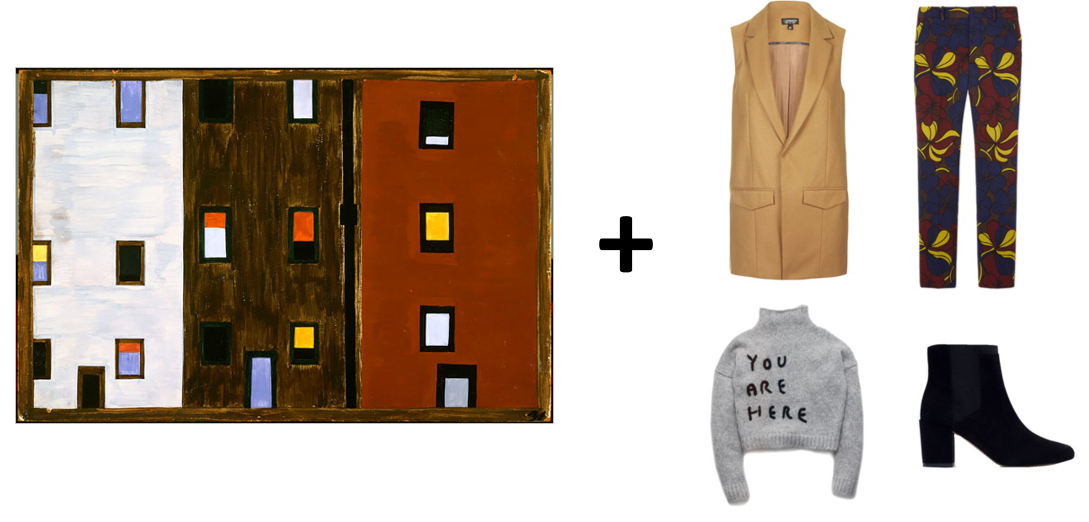 (Source: Art via Phillips Collection ; Blazer vest: Topshop , Pants: Marni , Sweater: Romwe , Boots: ZARA )