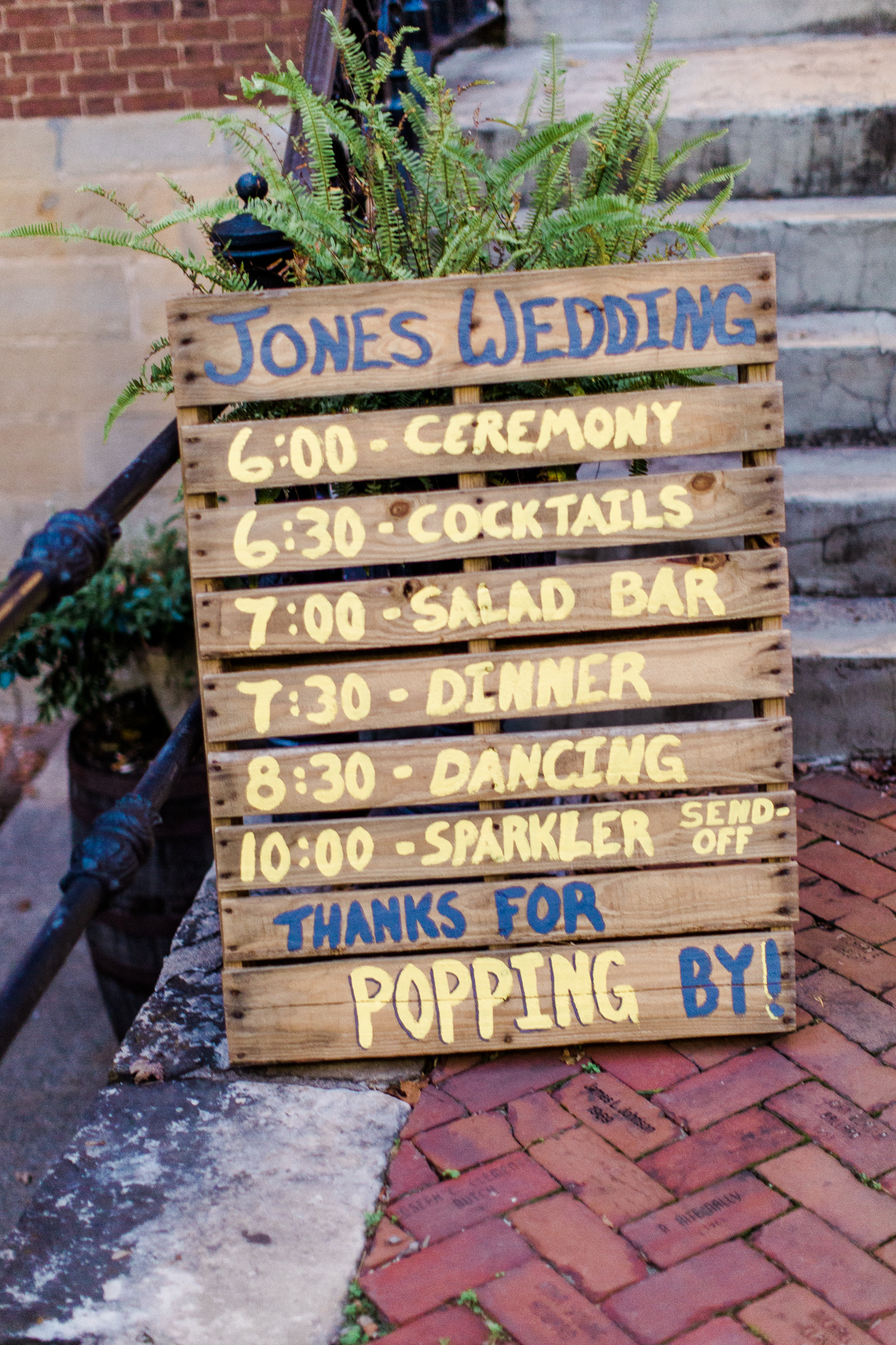 Schedule for wedding at Bardstown, Kentucky's Oscar-Getz