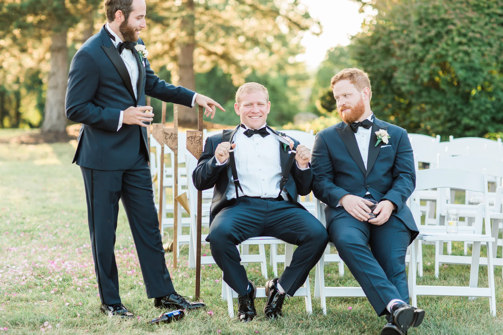 The Little Turtle Club Wedding Groomsmen relaxing
