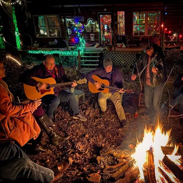 My POV during another jam session! On this auspicious evening I earned the moniker &ldquo;Mando Boy&rdquo;. #bluegrass #acousticjam #campfire #musicbythefire #tulsa #oklahoma #tulsamusic