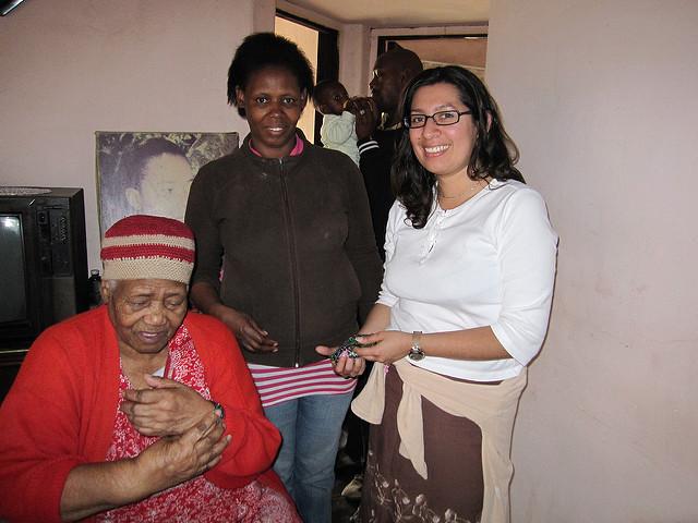 Thousand Currents Regional Program Director, Katherine Zavala meeting with Prudence’s family in South Africa