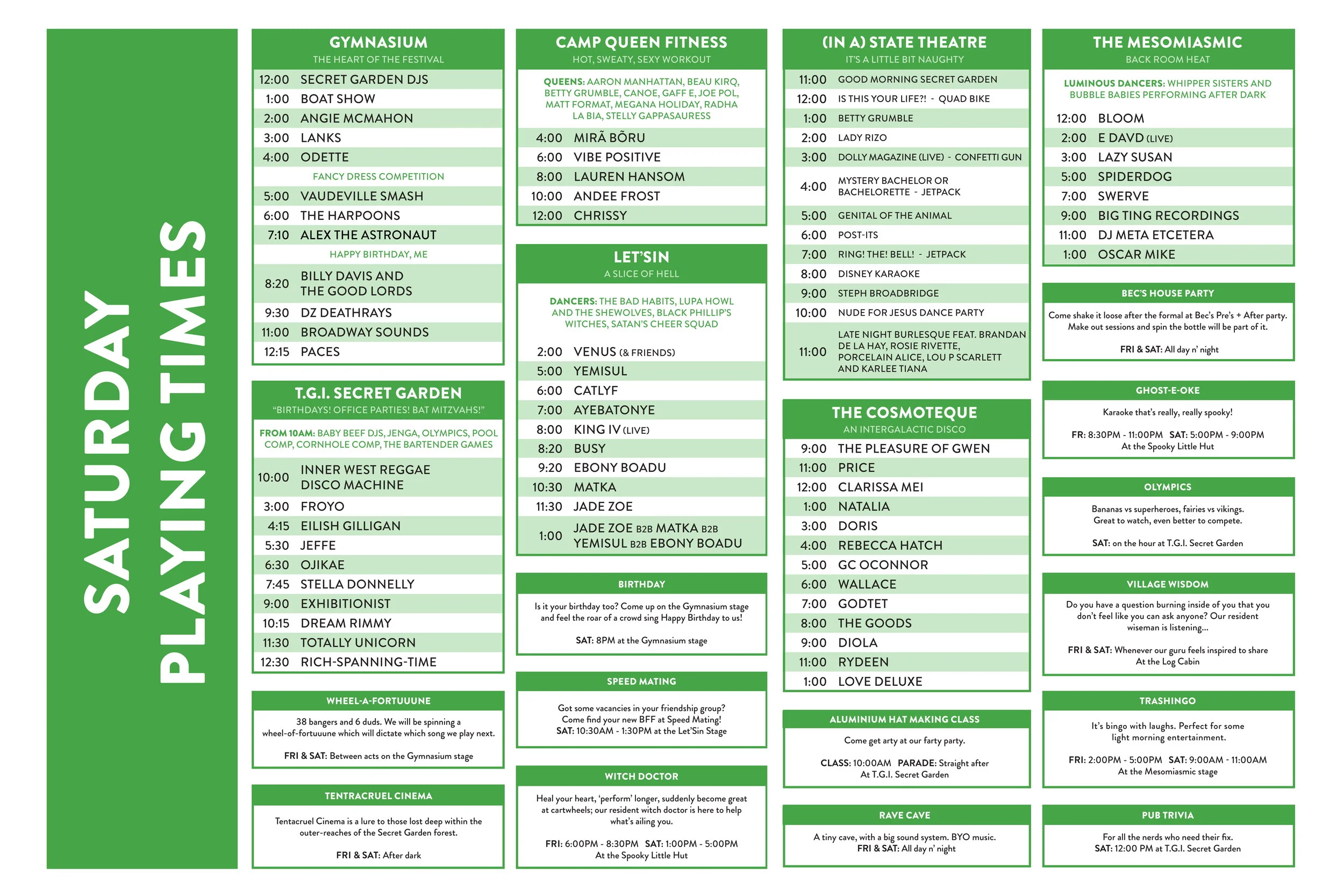 Set Times Secret Garden Festival