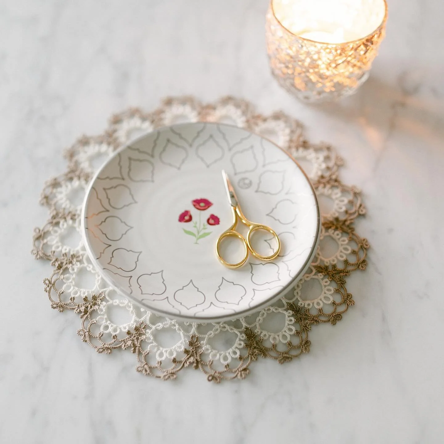 The Juhi Doily was inspired by jasmine flowers. It&rsquo;s one of my latest patterns, available on my website lovelytatting.com/shop (link in bio)!