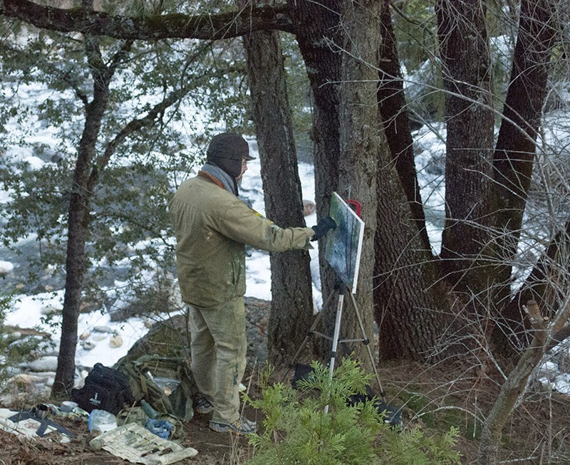 At work on the river bank.