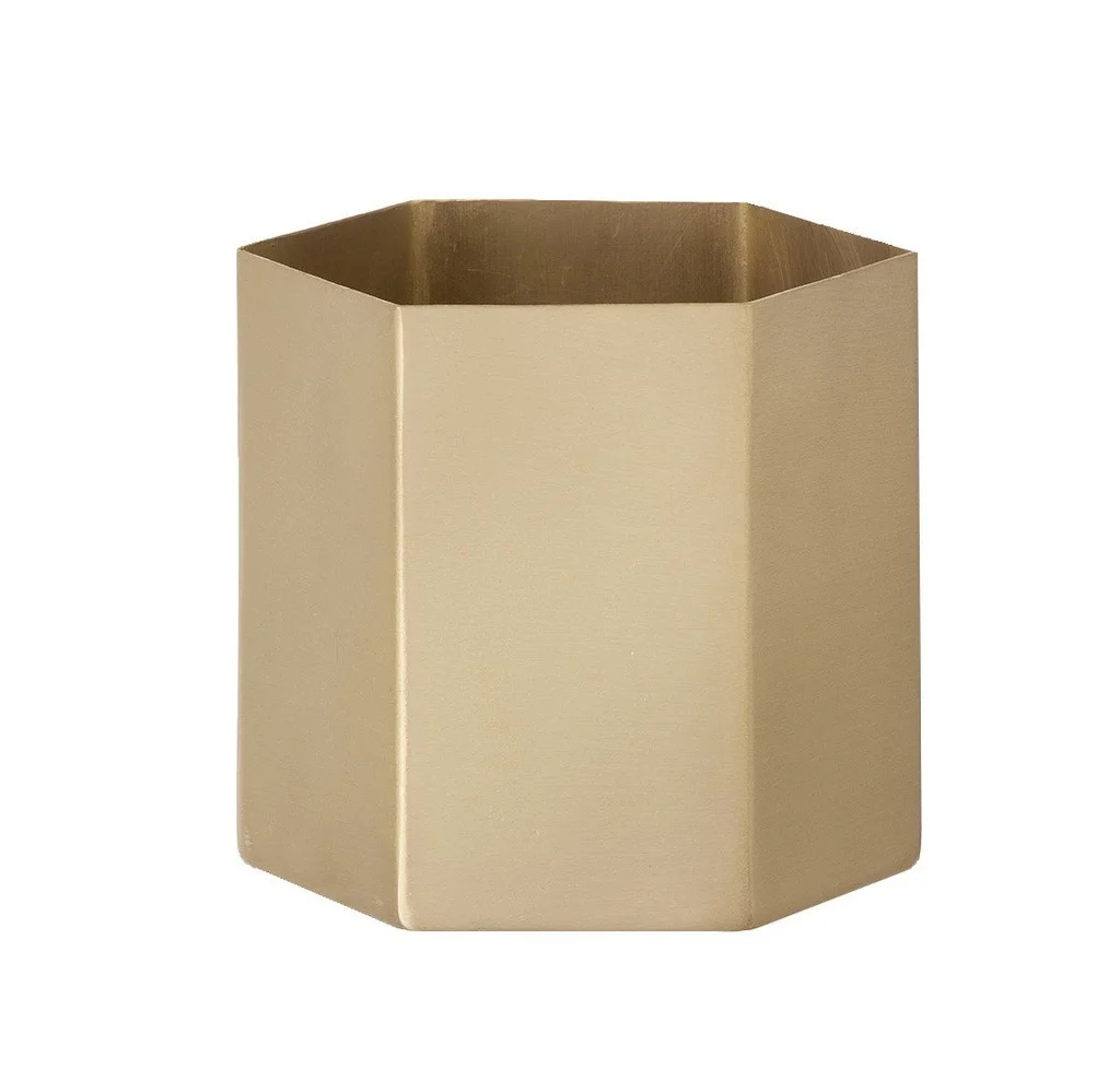 Norsu Interiors - Brass Hexagon Pot Small - $69.95