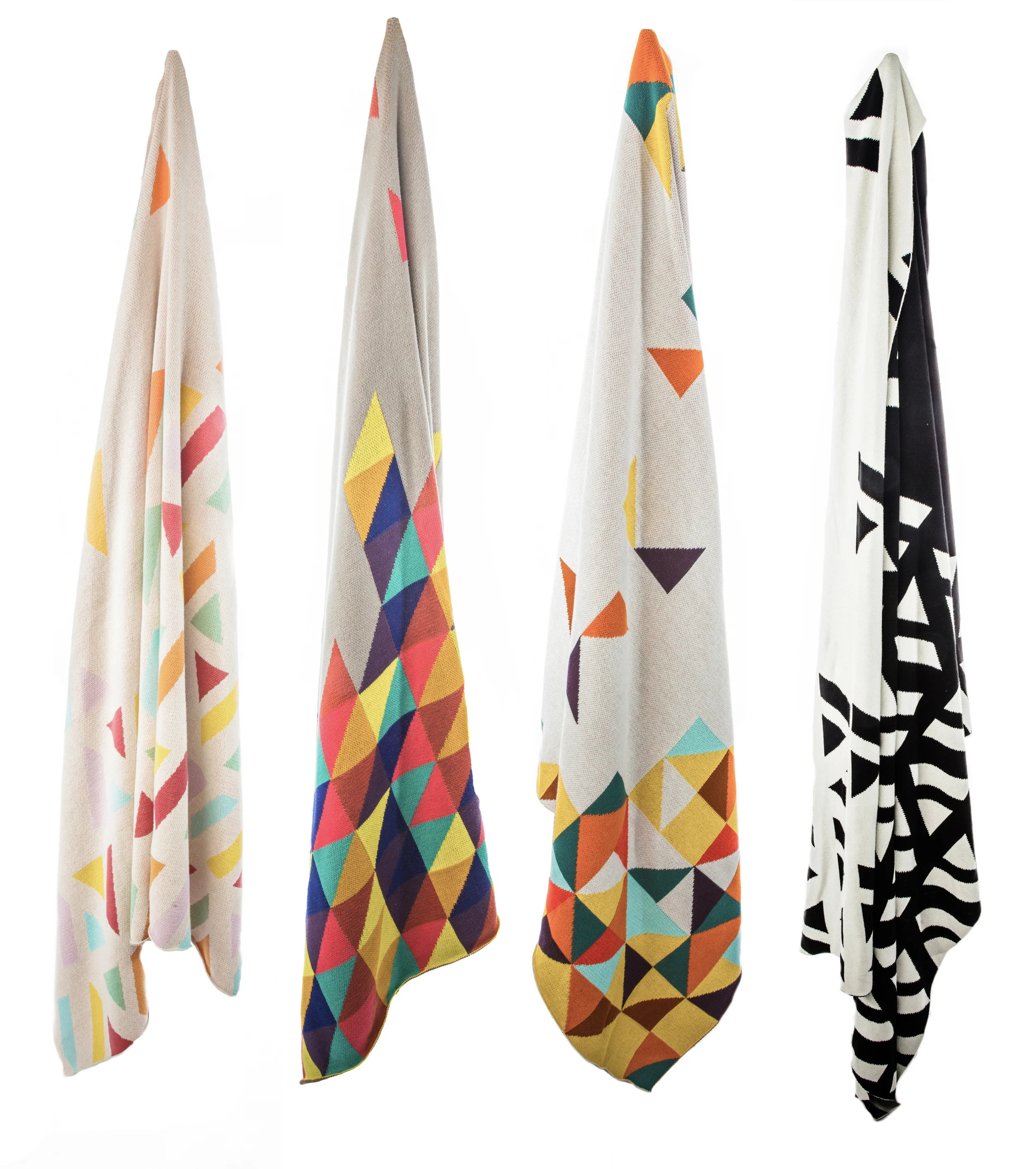Whistler - the emphasis here is on softness and ethereal charm. Delicate shades of lavender, mint, rose, lemon and blue contrast beautifully against wheat. Sparrow - say it loud with Sparrow. Featuring bottom- heavy geometrics in a colour clash of punchy purple, blossom red and sunflower yellow. Robin - muted tones of muddied brown, mellow- mustard and slubby green on stone backdrop. Raven - if minimalism is your mission, black out with monochrome black and white. This colour palette captures fierce understated glamour.