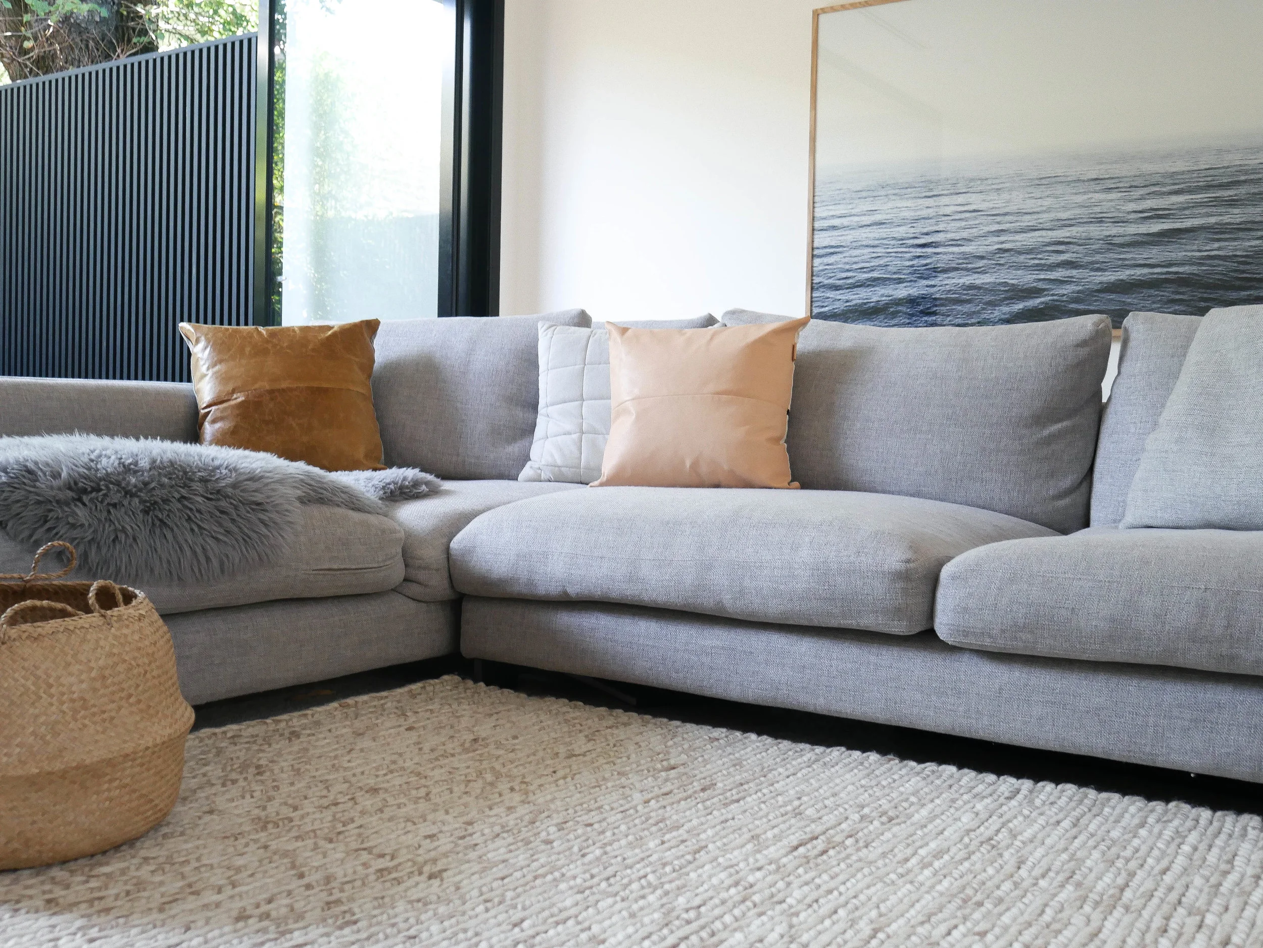 For my lounge I wanted neutral and earthy tones with lots of texture, so I went for Links Modern.