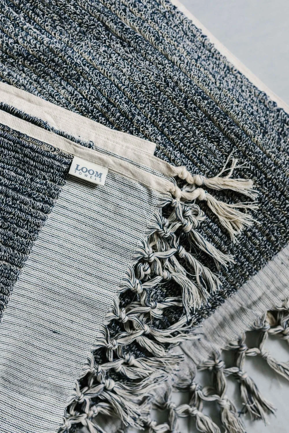 Bath Towel navy &amp; cream - Loom Towels
