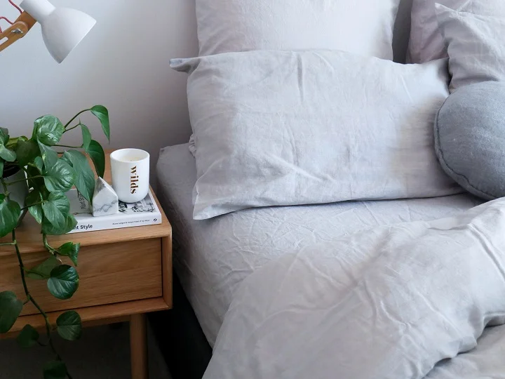 Styled and Photographed by DOT + POP - Fog 100% flax linen bedding set