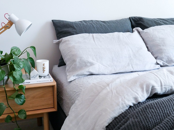 Styled and Photographed by DOT + POP - Fog 100% flax linen bedding set