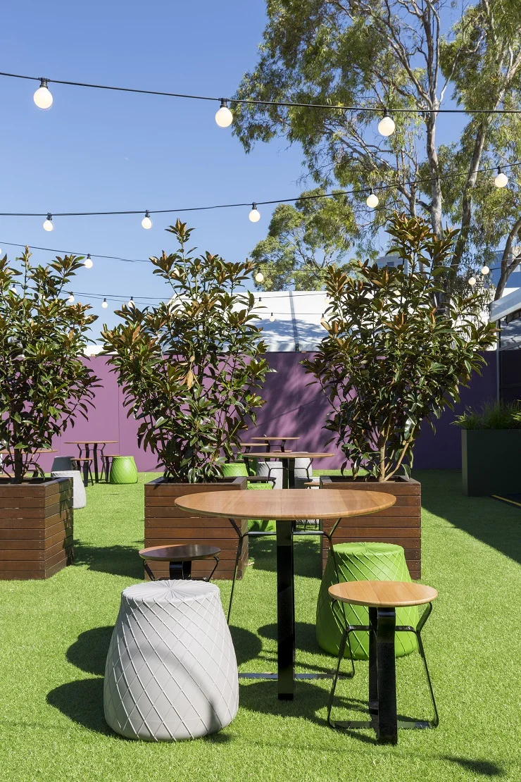 Penelope Table and stool available through Stylecraft and the Panier stool available through Space Furniture .