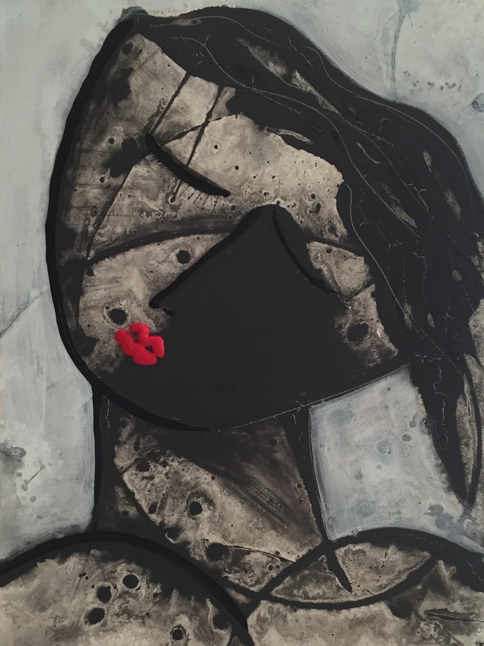  Noir Series &nbsp;Face #1 &nbsp; 30 x 40 &nbsp;Acrylic on Canvas &nbsp;  SOLD  