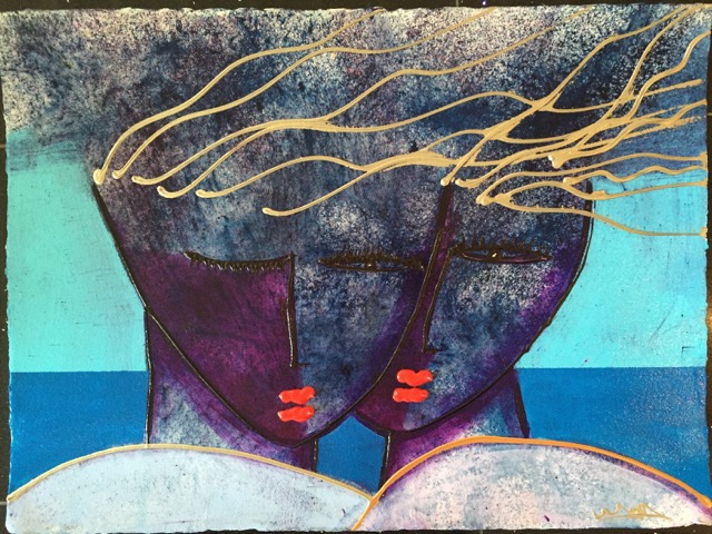 21 1/2 x 30 1/2 size “BIMINI SERIES 6", Dry pigments, Acrylic on Arches 300lb watercolor paper