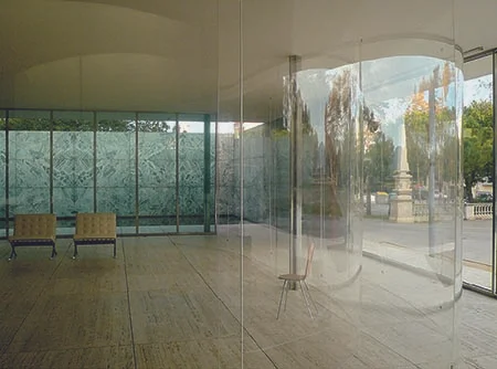 SANAA’s installation in the Mies van der Rohe Pavilion, Barcelona, 2008