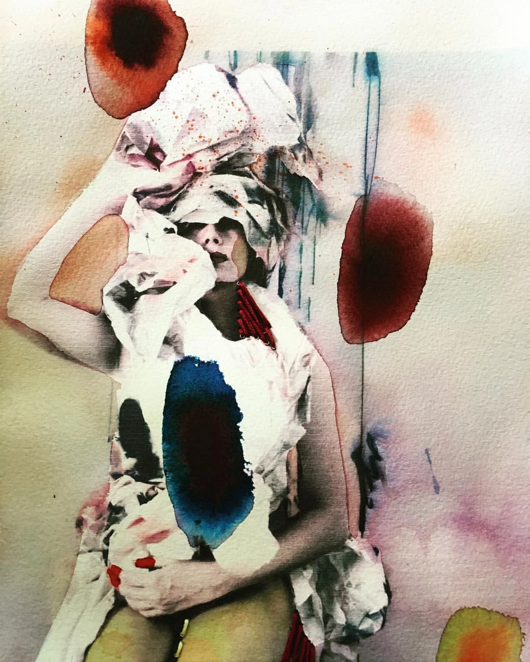 hand-painted & embroidered digital photograph
