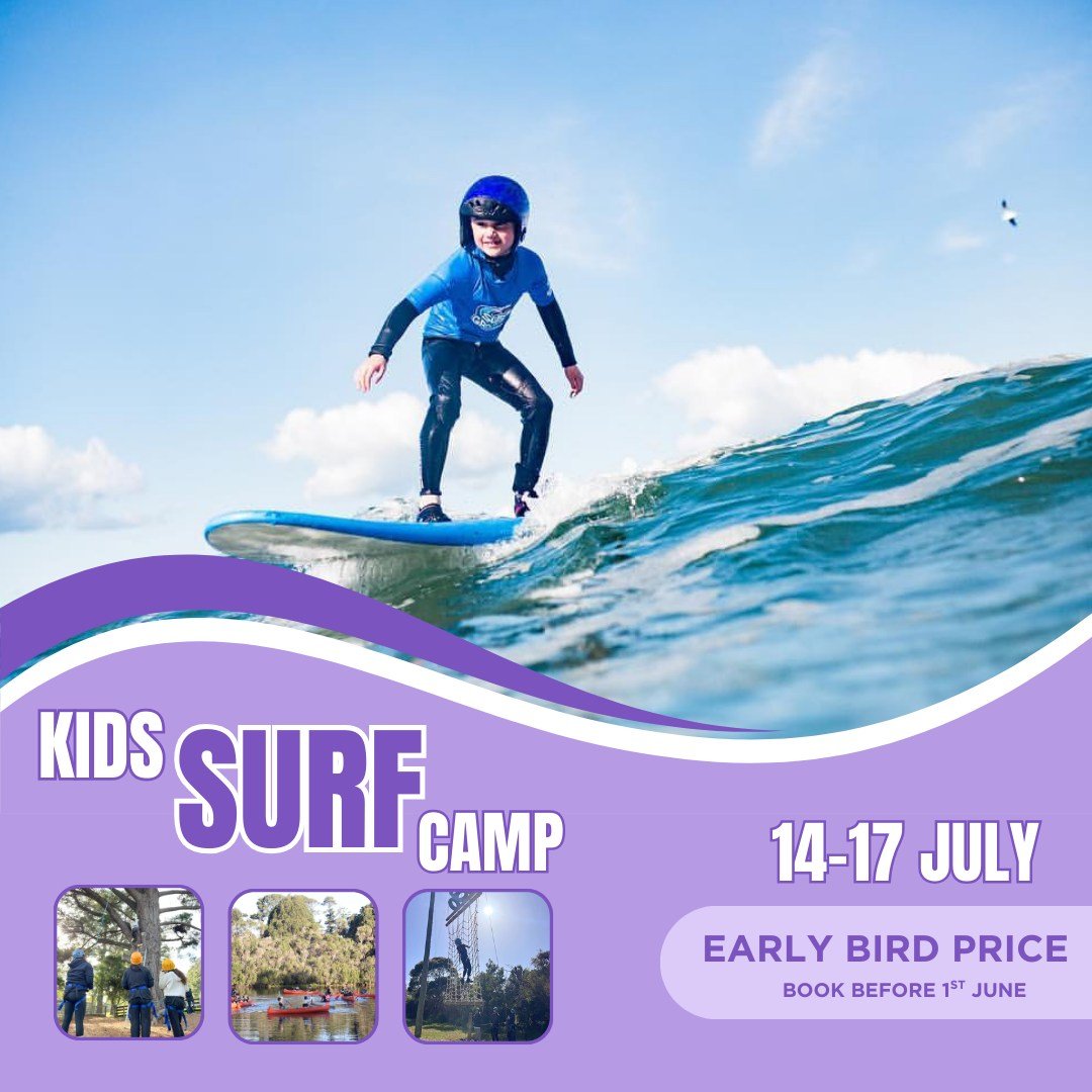 🌊 Winter Kids Surf Camp is ON! ❄️🔥
Surf by day, campfire by night.
We&rsquo;ve teamed up with @peninsulaoutdoors to bring the ultimate school holiday adventure for ages 8&ndash;14!

🏄&zwj;♂️ 4 surf lessons
🔥 Cozy fires + stories
🛏️ Heated cabins