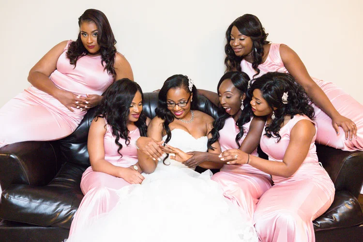 Brides + 2 bridesmaids hair by Onyinyechi Hair Extensions Studio - Rancho Palos Verdes, CA.