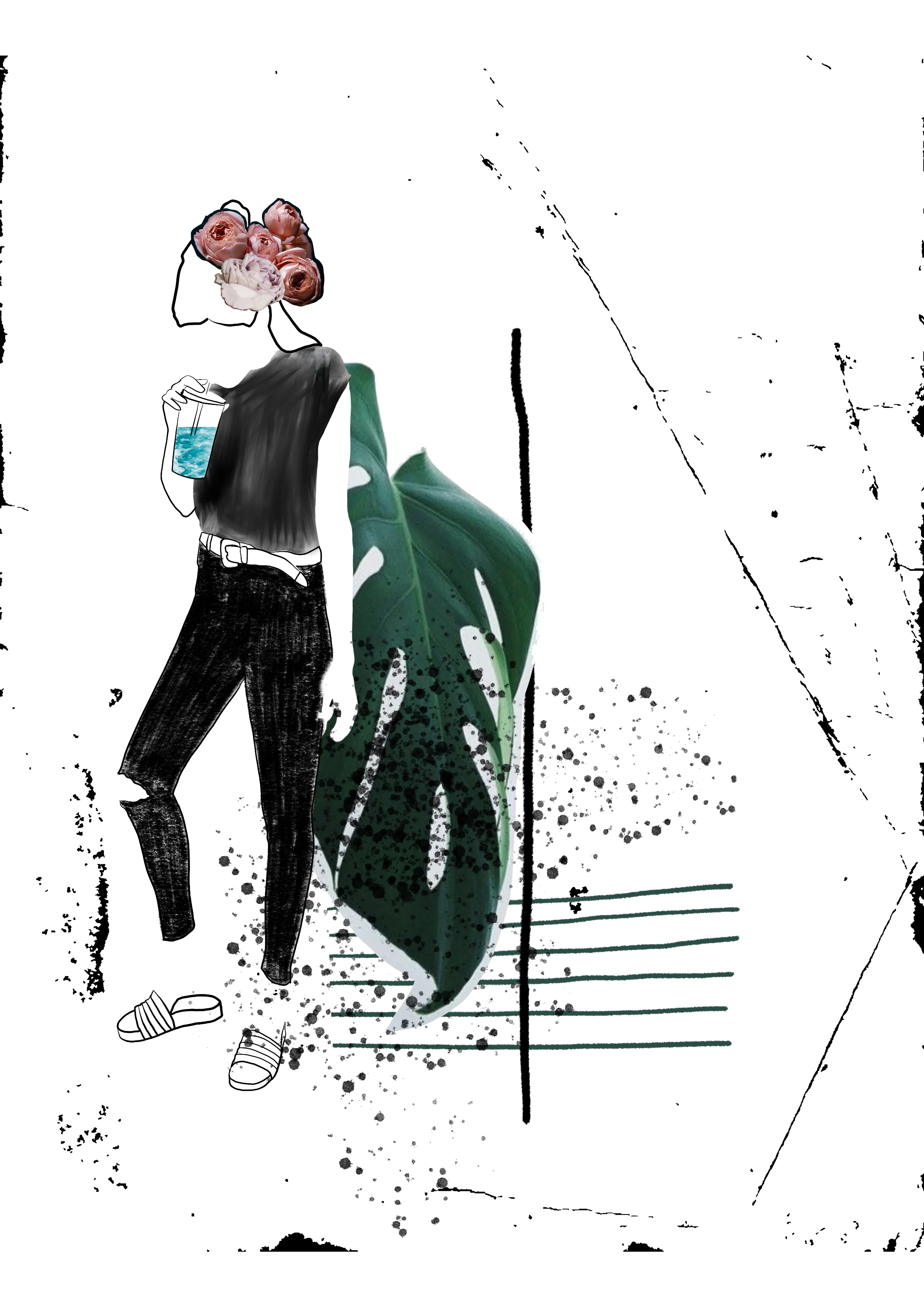 collage with coffee