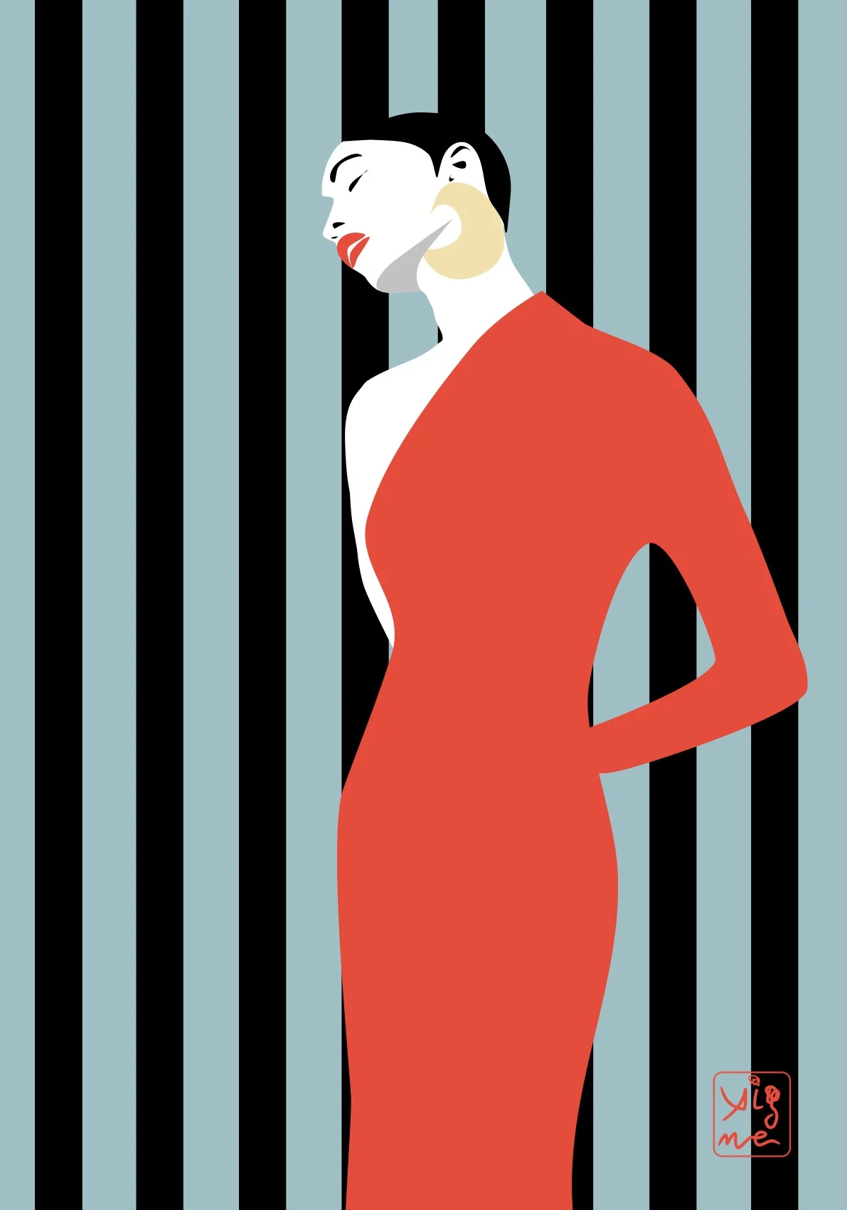 red dress &amp; stripes