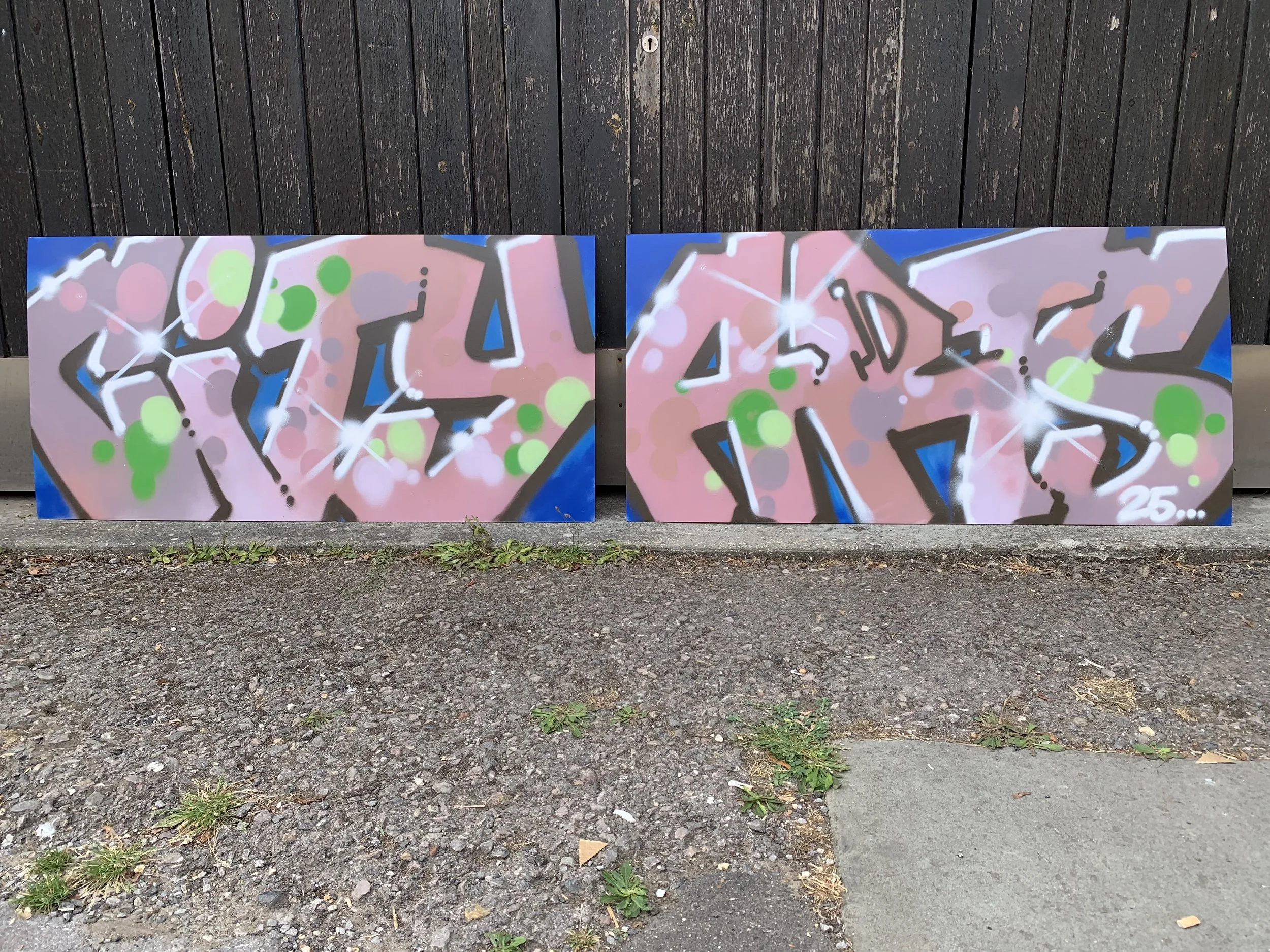   “CITY ARTS”    Youth name board graffiti workshop at CIty Arts Centre.  Newbury, Berks July 2025.  
