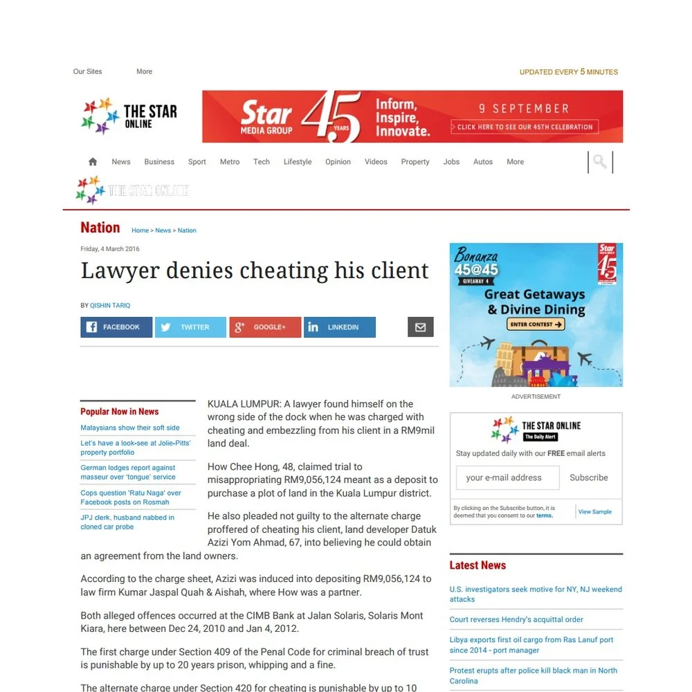 LAWYER DENIES CHEATING HIS CLIENT