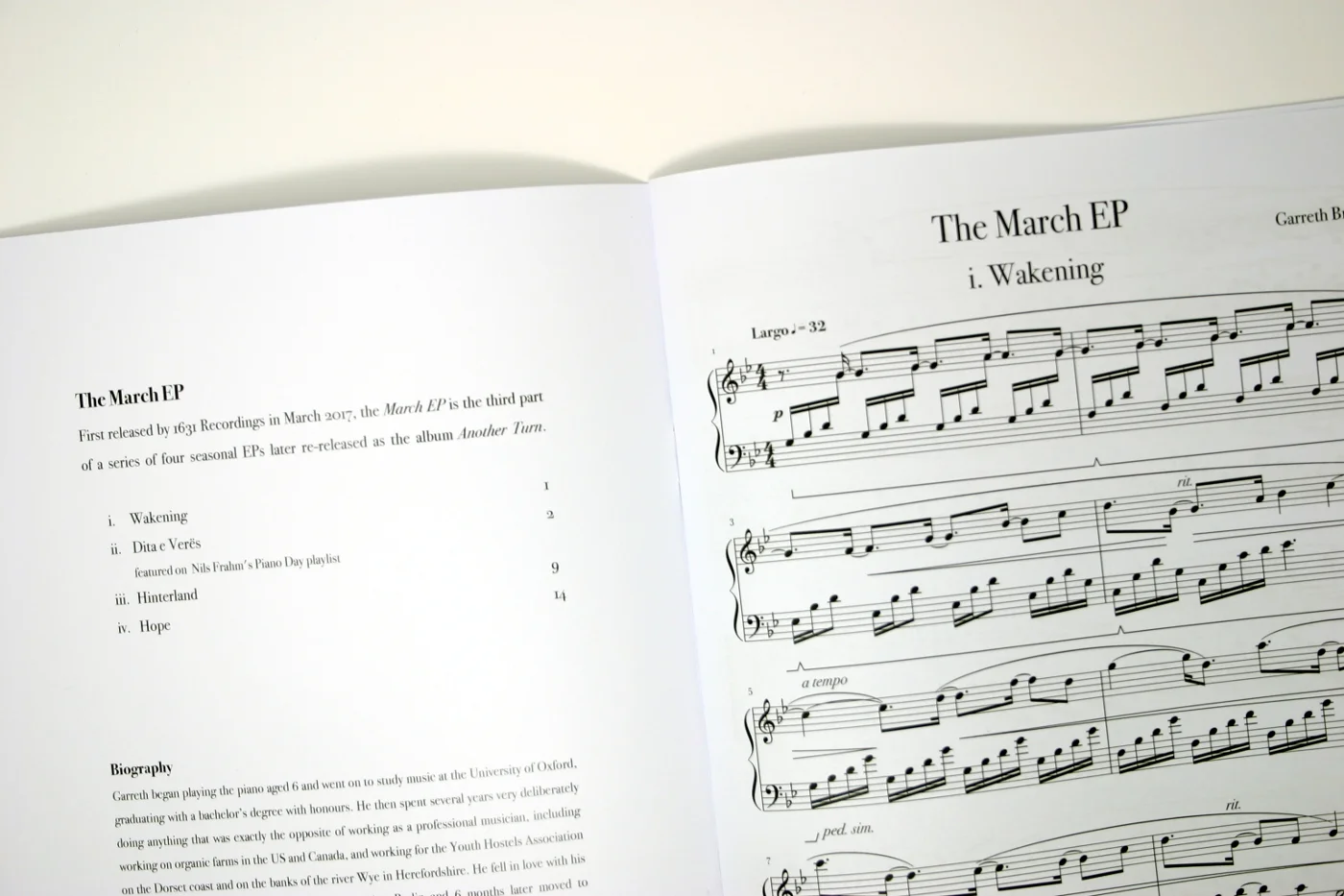 sheet music for the March EP now available