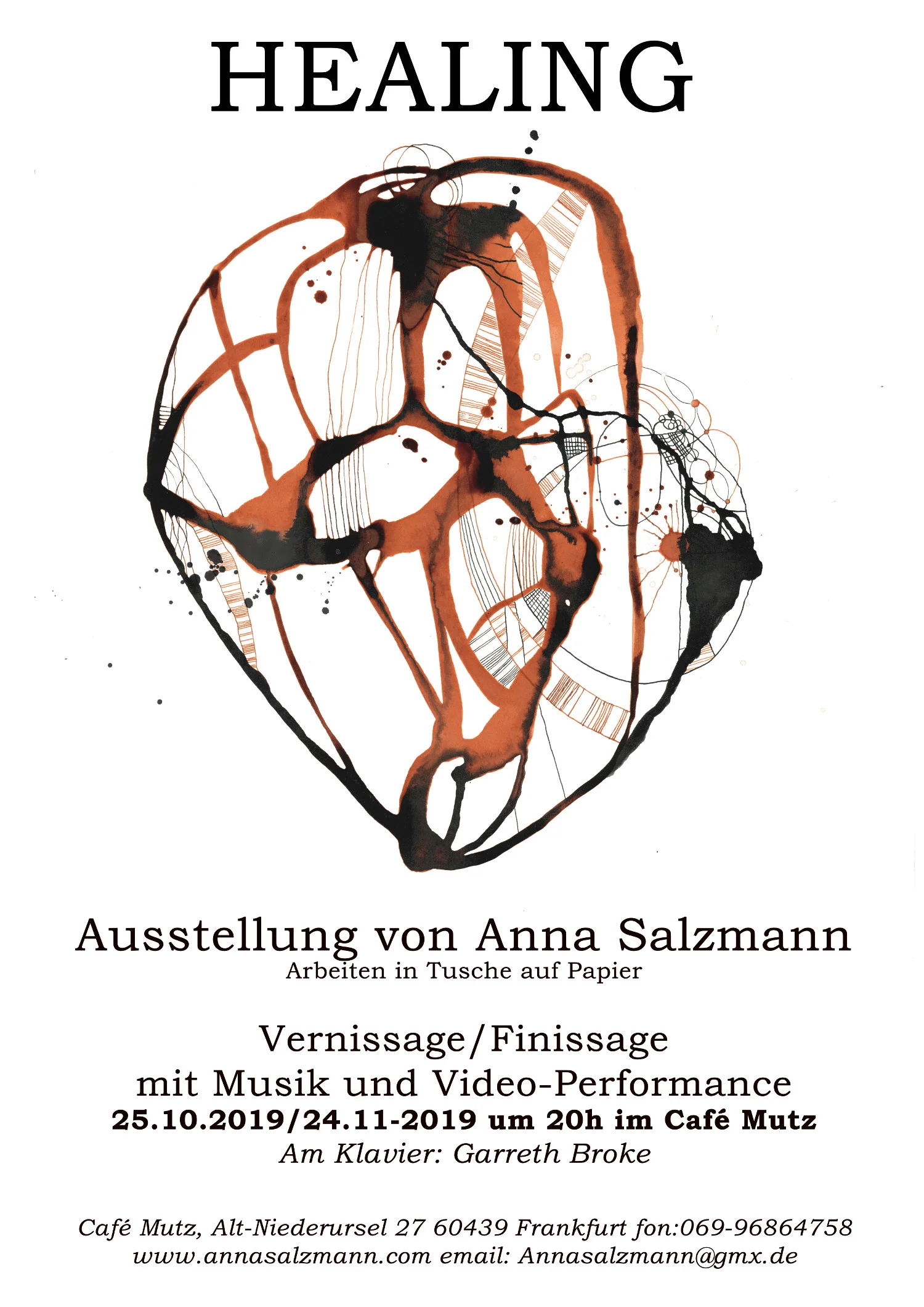 Healing - an exhibition of works by Anna Salzmann, with live music from Garreth Broke