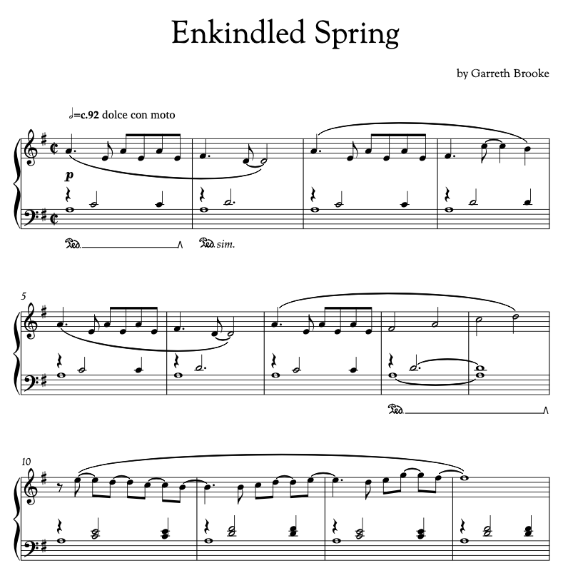 Garreth Broke Enkindled Spring sheet music