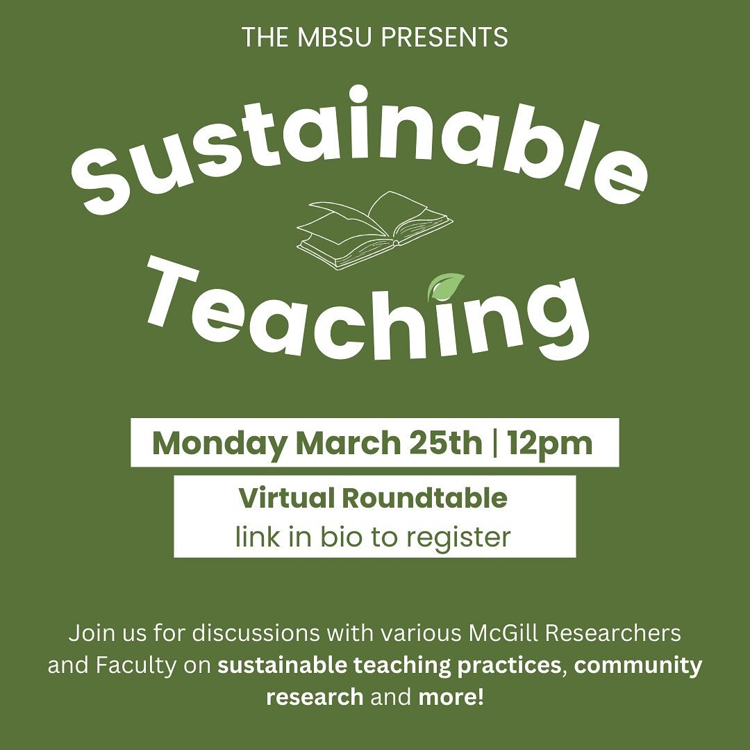 Join us this Monday at 12pm👋 

You will have the opportunity to discuss with McGill faculty and Researchers about sustainable teaching practices, community research, and more. 

Link to register in bio 🔗