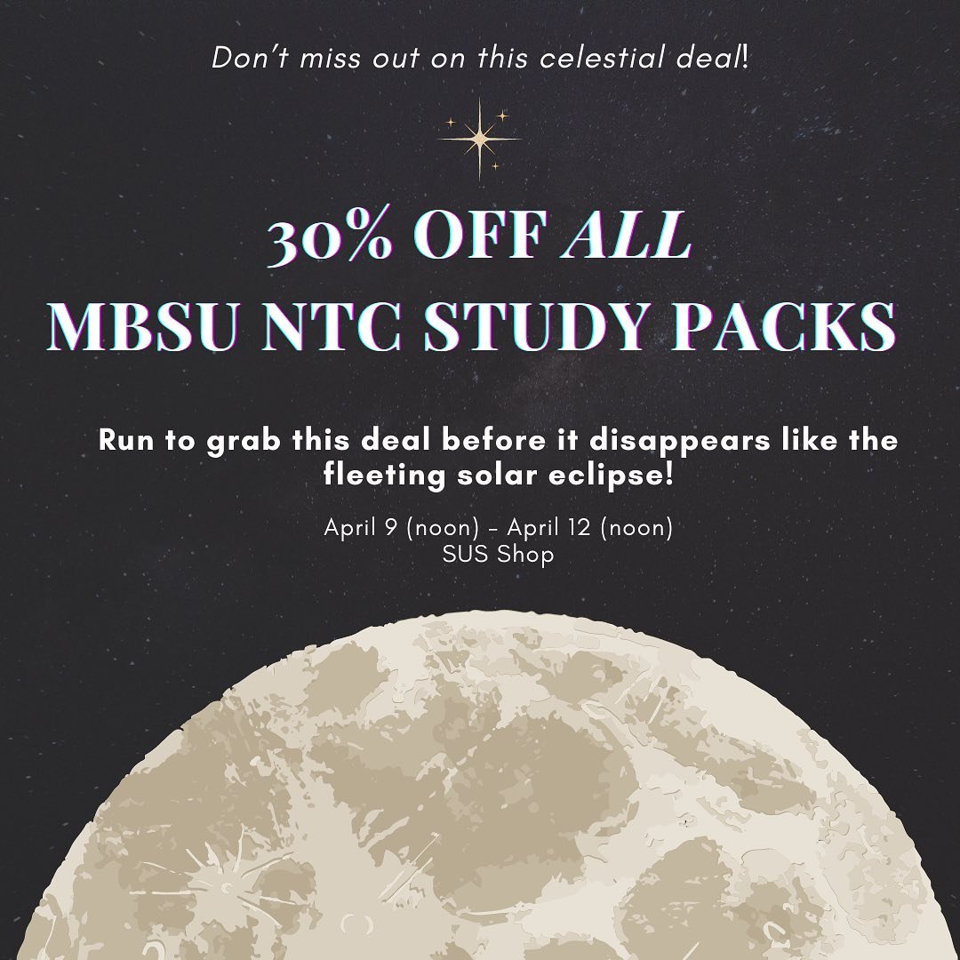 While you are enjoying the post eclipse afterglow, why not take advantage our end of semester NTC SALE!! 🌘🌑🌒

Purchase link is in bio!