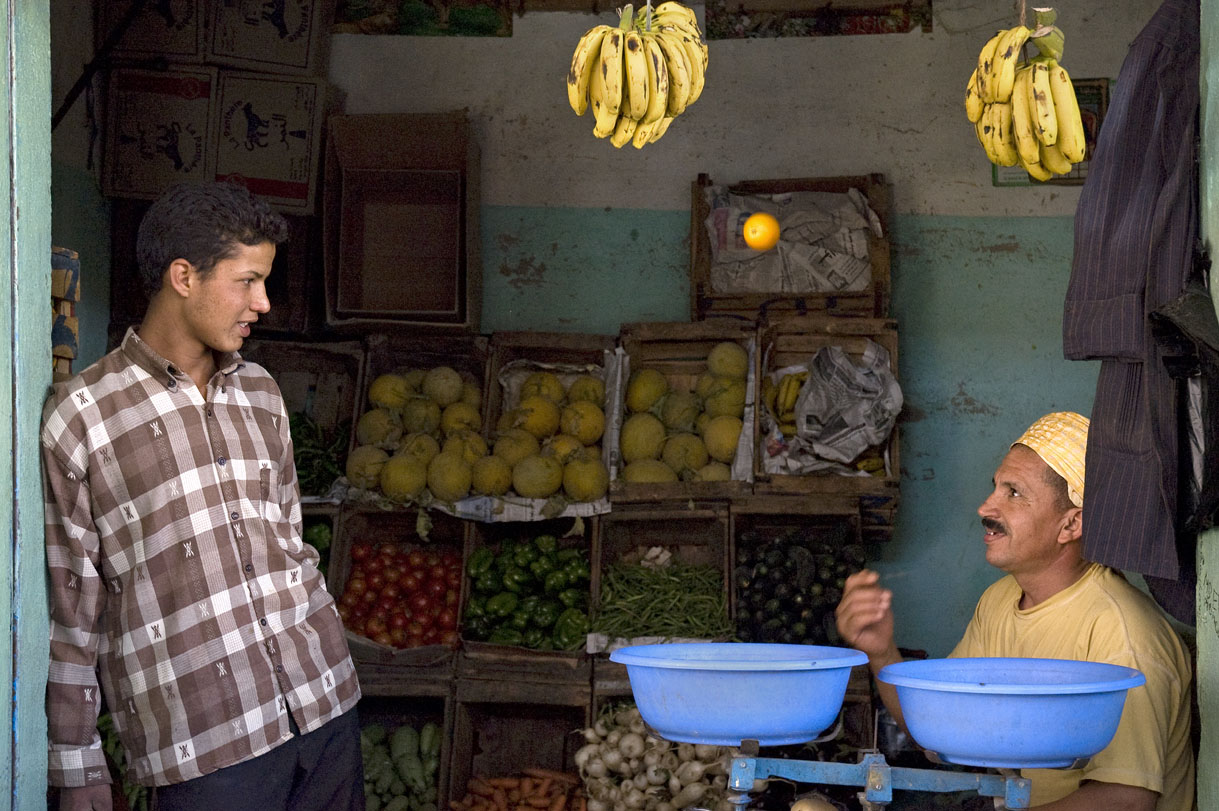 Mohammed and fruit vendor.