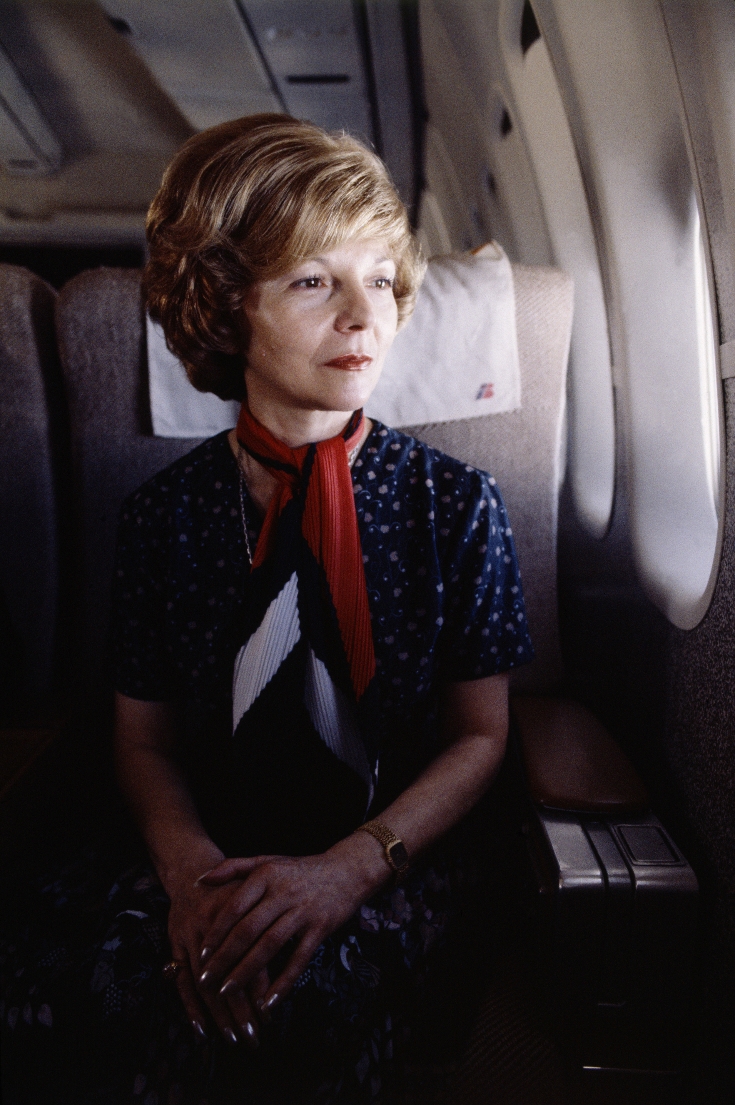  Isabel Perón on the plane leaving Argentina, exiled to Spain, 1981 