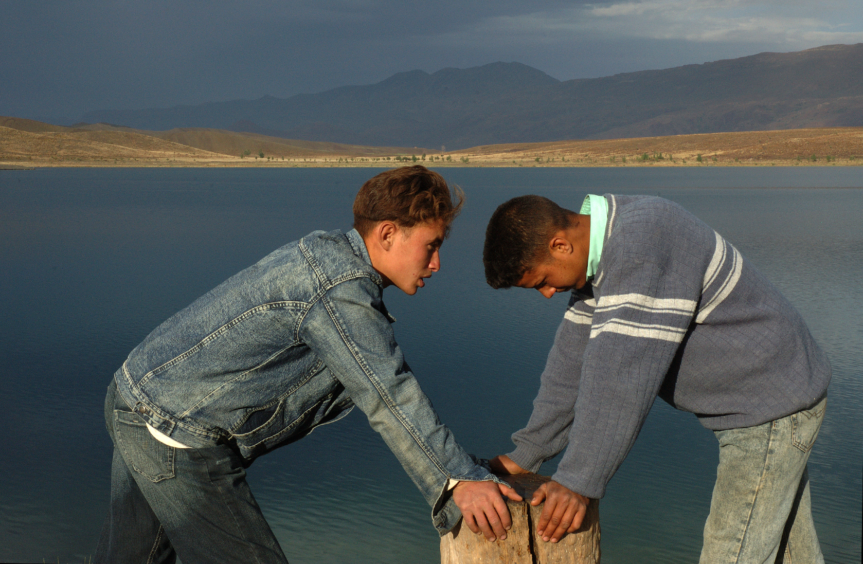 Mohammed and friend visiting a nearby lake for the first time.