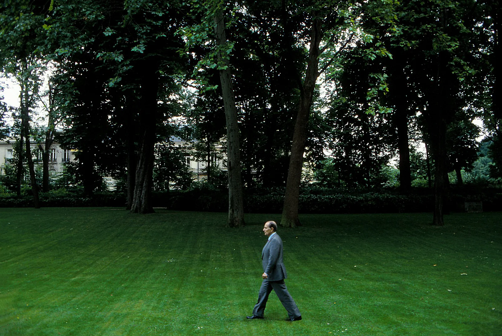 President Mitterrand at the Elysee Palace gardens