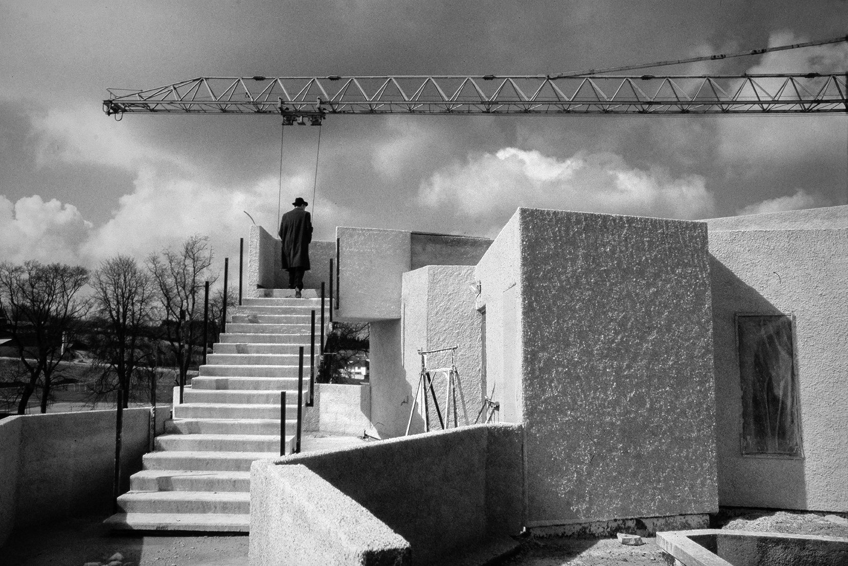 President Mitterrand visits construction site