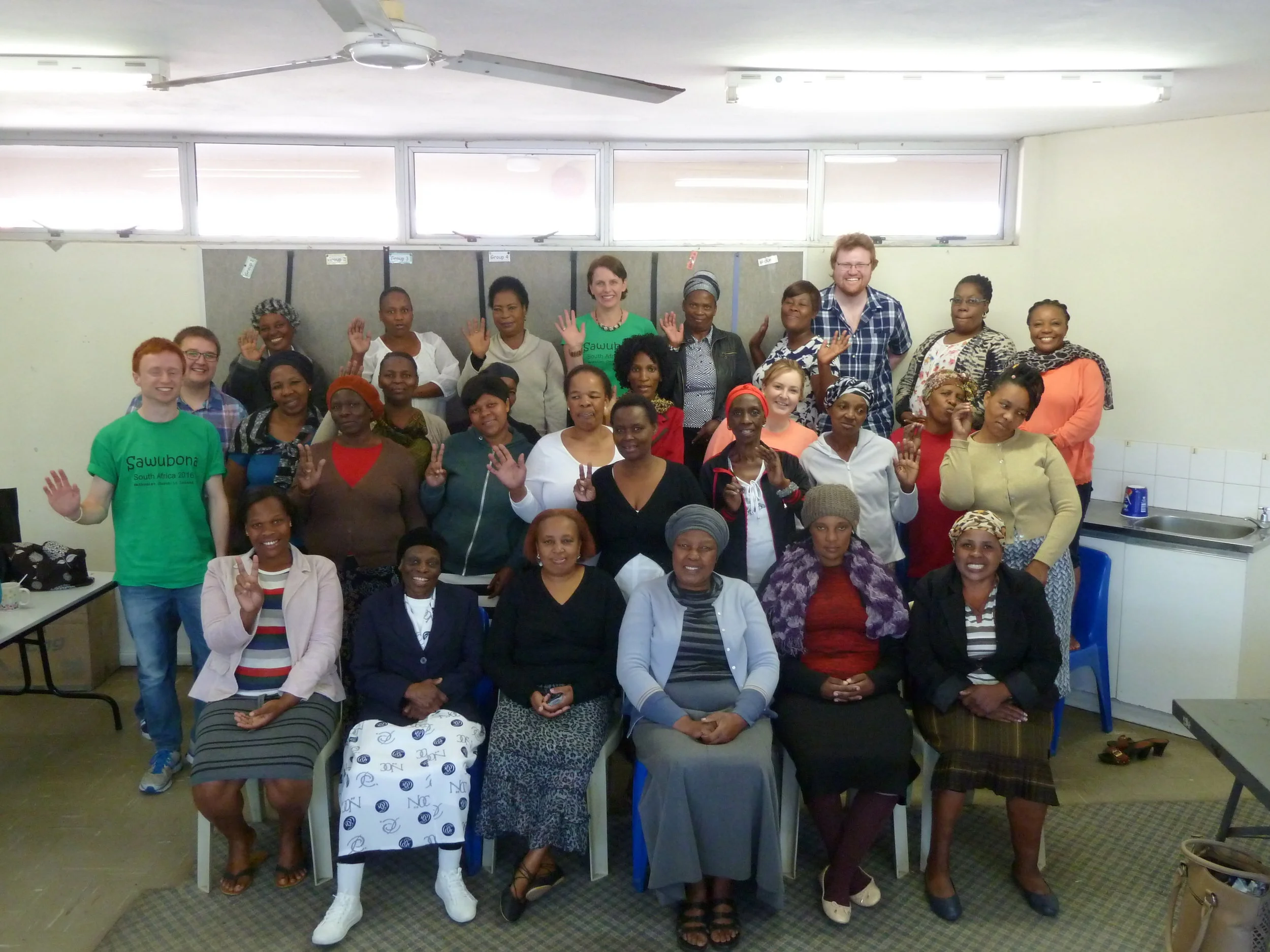 Some of the MCI team with one of the ladies support groups at Phakamisa