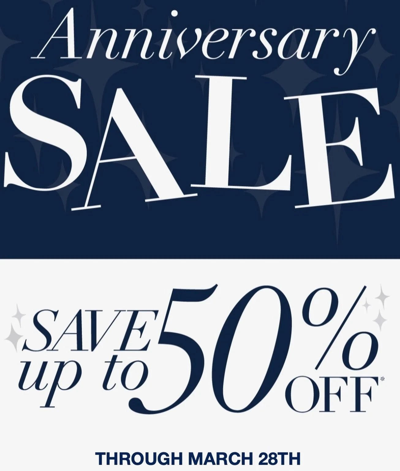 OUR ANNIVERSARY SALE STARTS TOMORROW 3/7!✨Save 10-50% OFF select items now through 3/28! Stop by the store or DM us for sale prices.