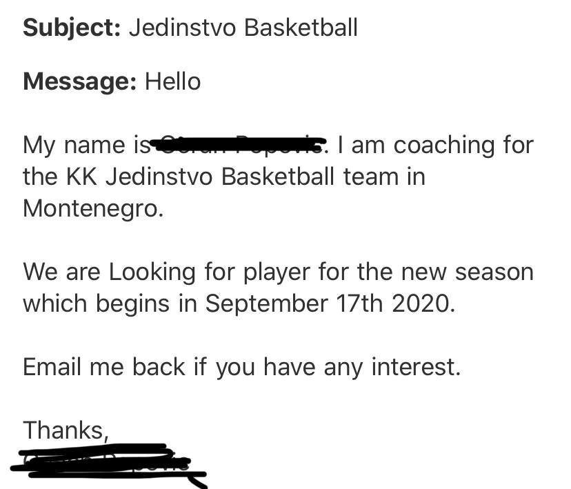 European email overseas basketball scam.