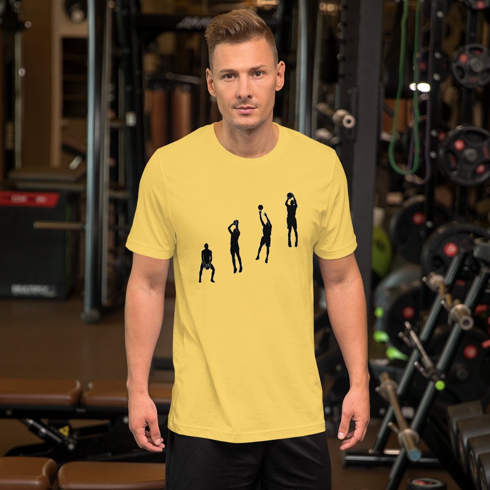 This Basketball Shooting Evolution Shirt is available in multiple colours including yellow.