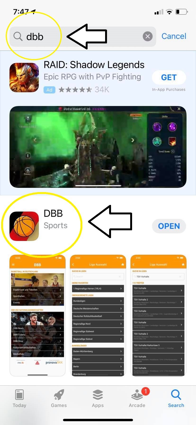 Overseas basketball players interested in contacting teams in Germany should download an app called DBB.