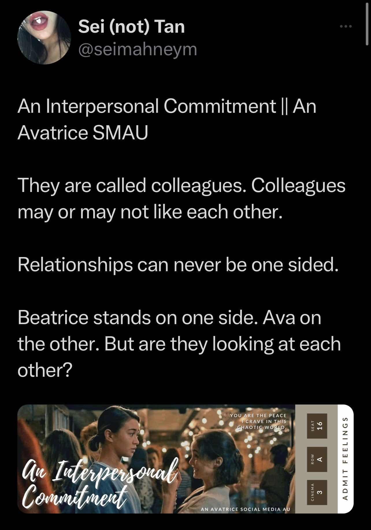  An Interpersonal Commitment || An Avatrice SMAU 