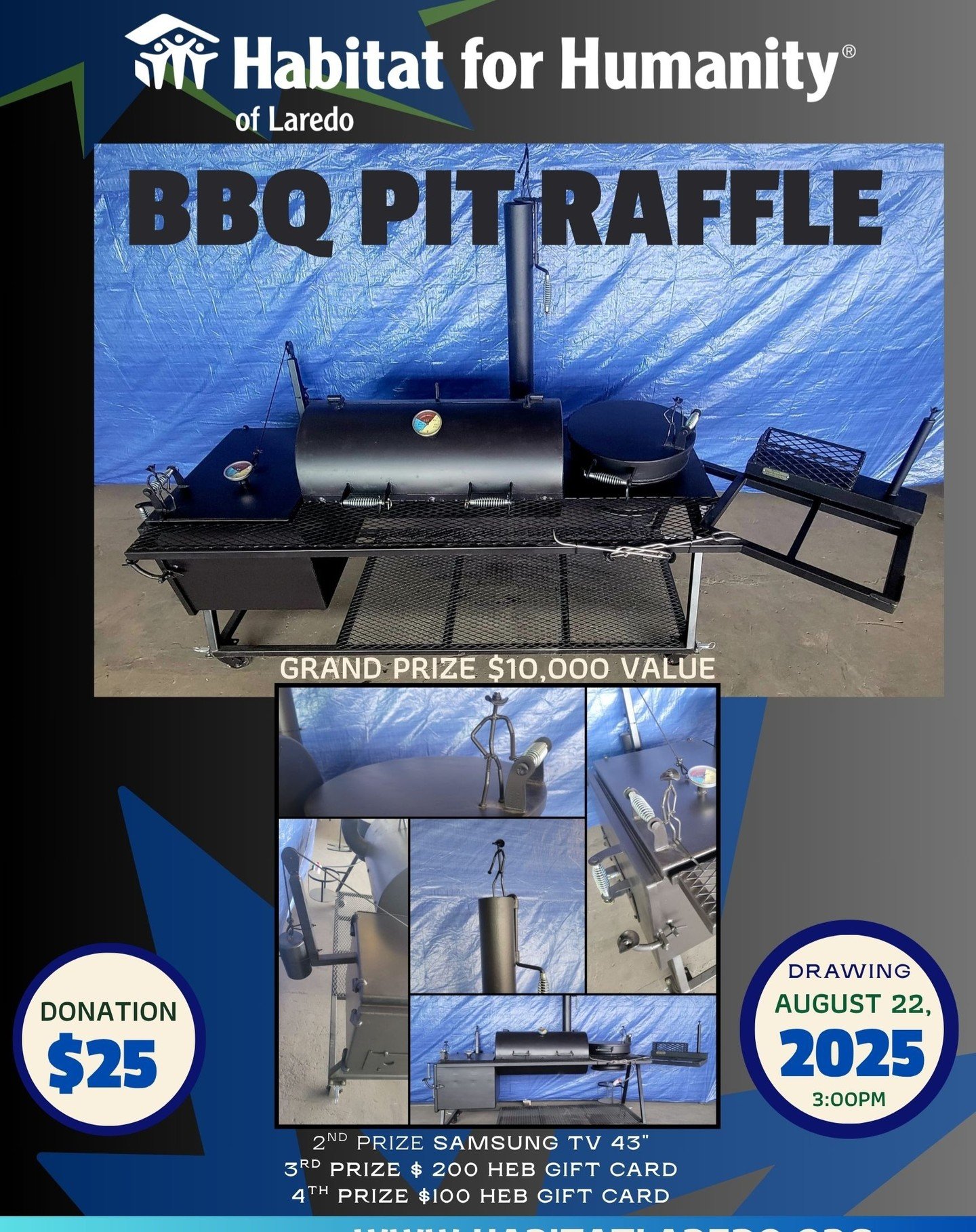 π₯ BBQ Pit Raffle for a Great Cause! π₯
Join us in supporting Habitat for Humanity of Laredo-Webb County as we raise funds to help build homes for low-income families in our community! π‘π
ποΈ Raffle Details:
π
Drawing Date: August 22, 2025, @3:00P