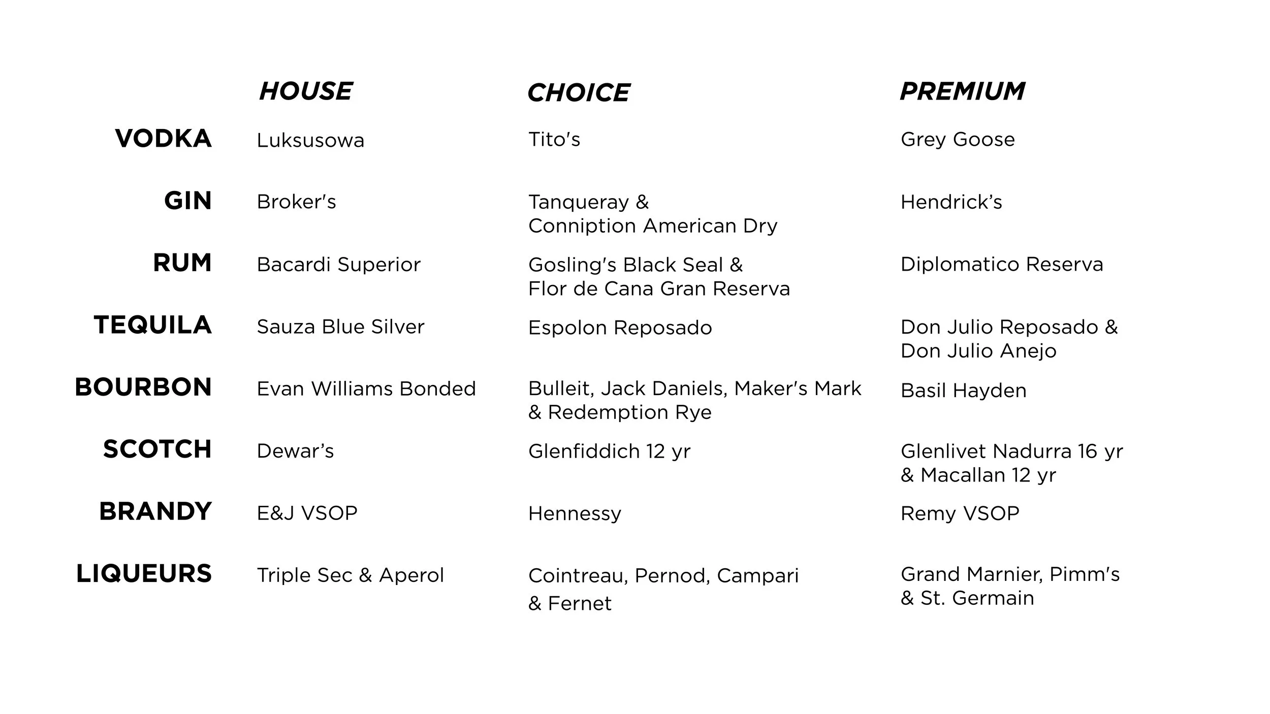 Beer Wine & Liquor Lists (Copy) — The Cookery