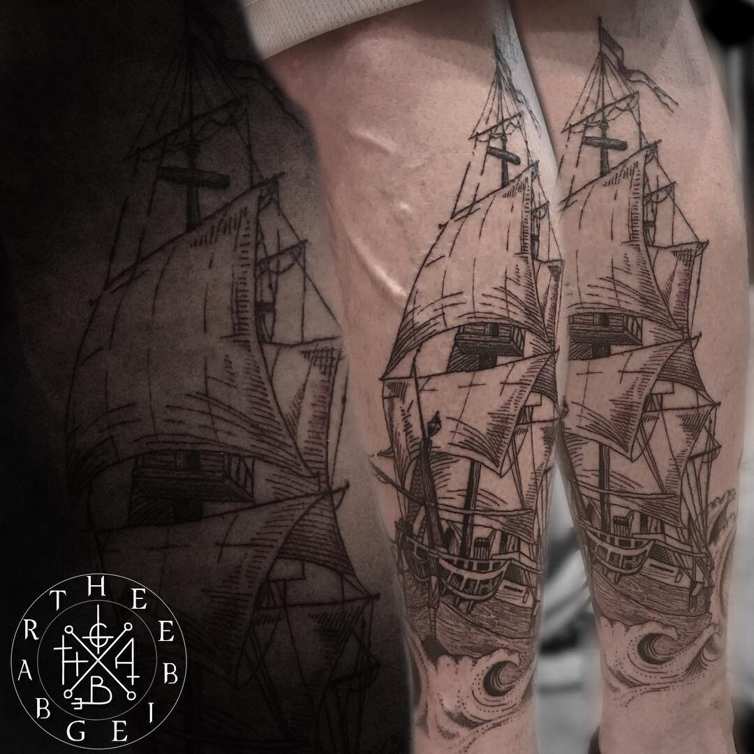 Ship #needfulthingsinc #swfltattoo #tattoo #tattooartist #instatattoo #blackworkers #inkjecta #allegoryink #ship